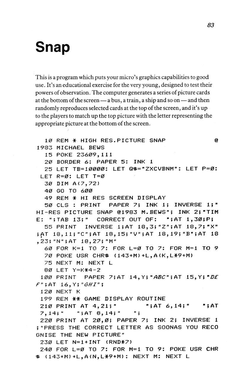 60 Programs For The Sinclair ZX Spectrum - Page 83