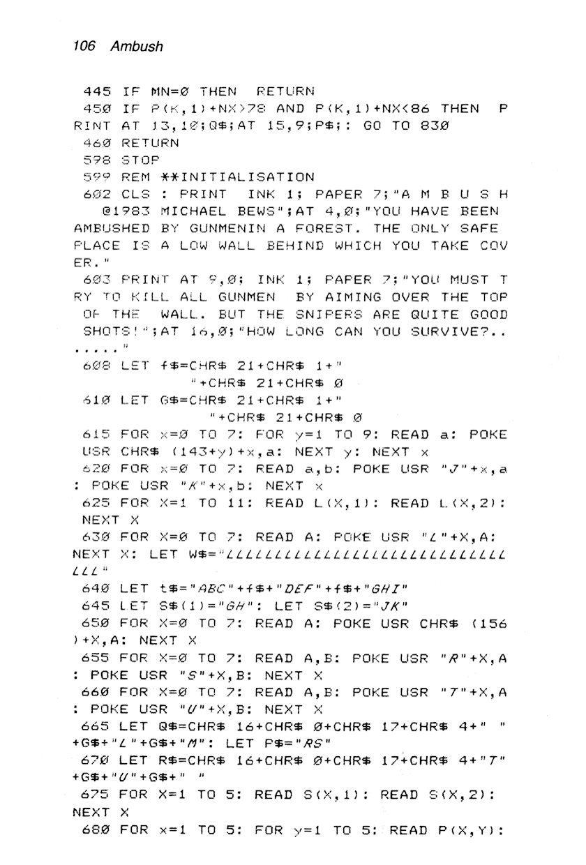 60 Programs For The Sinclair ZX Spectrum - Page 106