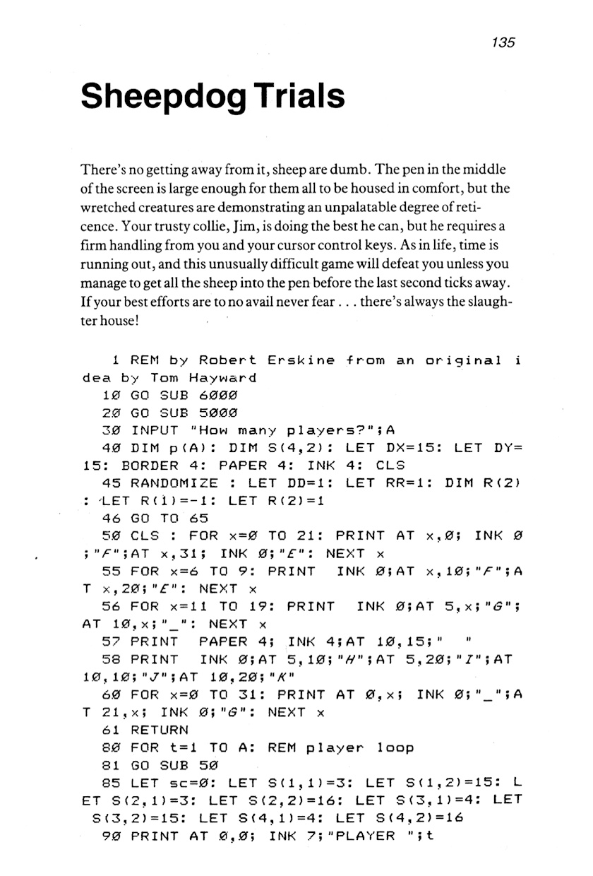 60 Programs For The Sinclair ZX Spectrum - Page 135