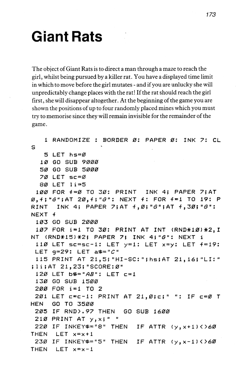 60 Programs For The Sinclair ZX Spectrum - Page 173