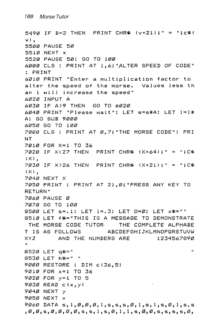 60 Programs For The Sinclair ZX Spectrum - Page 188