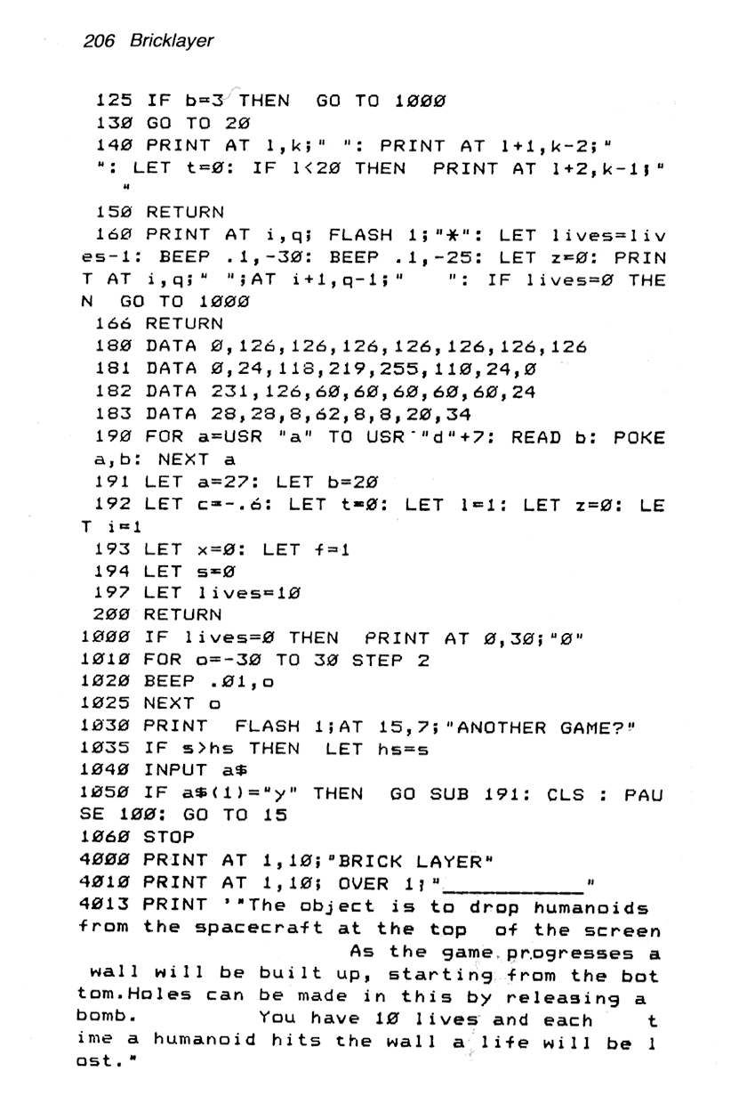 60 Programs For The Sinclair ZX Spectrum - Page 206