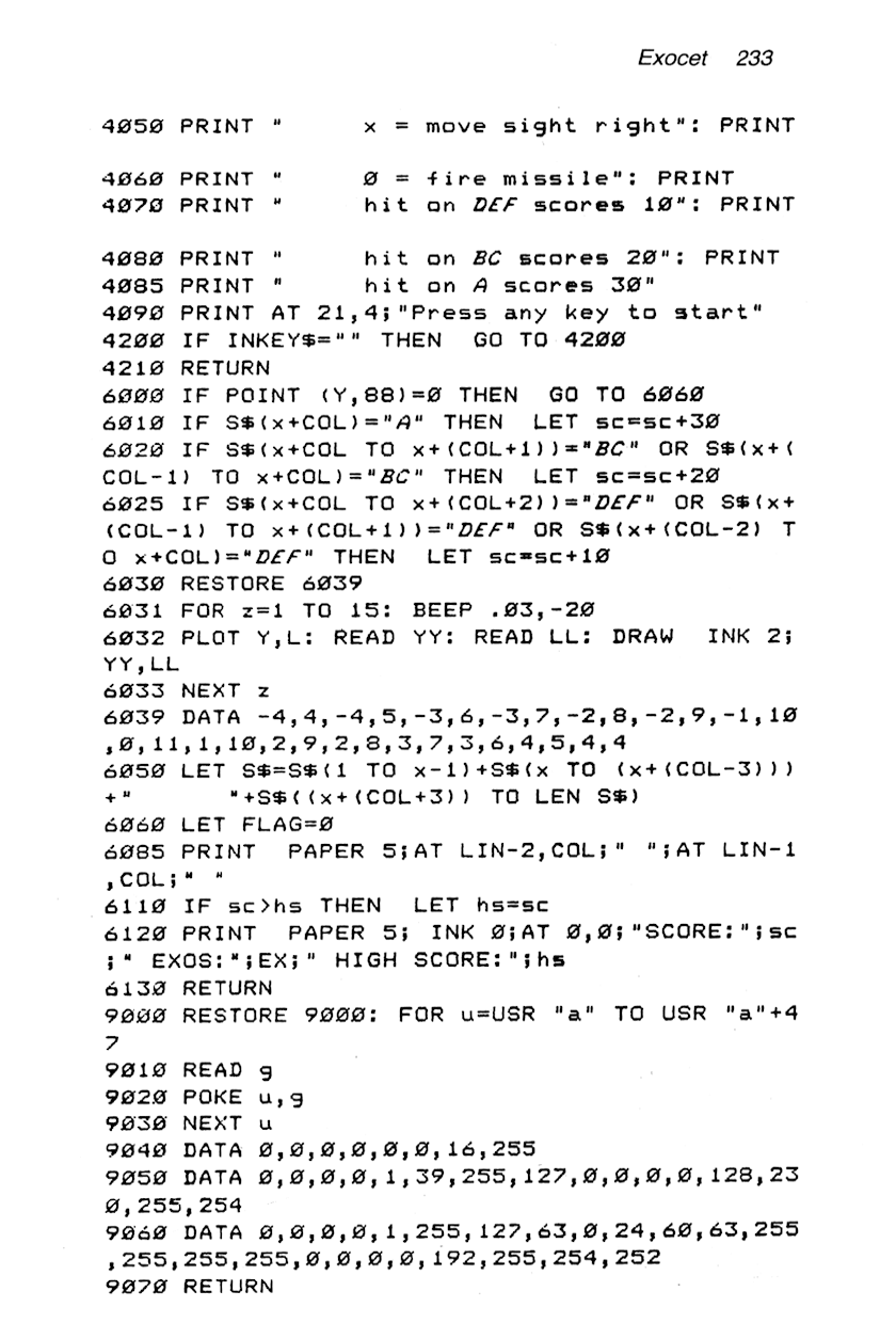 60 Programs For The Sinclair ZX Spectrum - Page 233