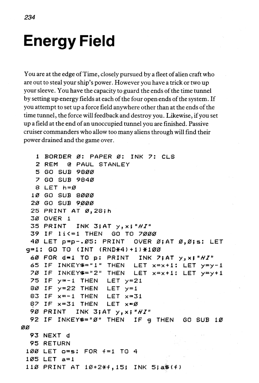 60 Programs For The Sinclair ZX Spectrum - Page 234