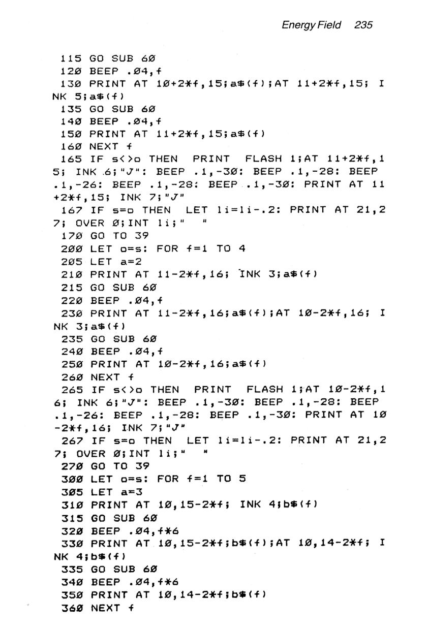 60 Programs For The Sinclair ZX Spectrum - Page 235