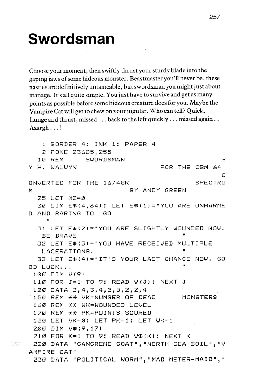 60 Programs For The Sinclair ZX Spectrum - Page 257