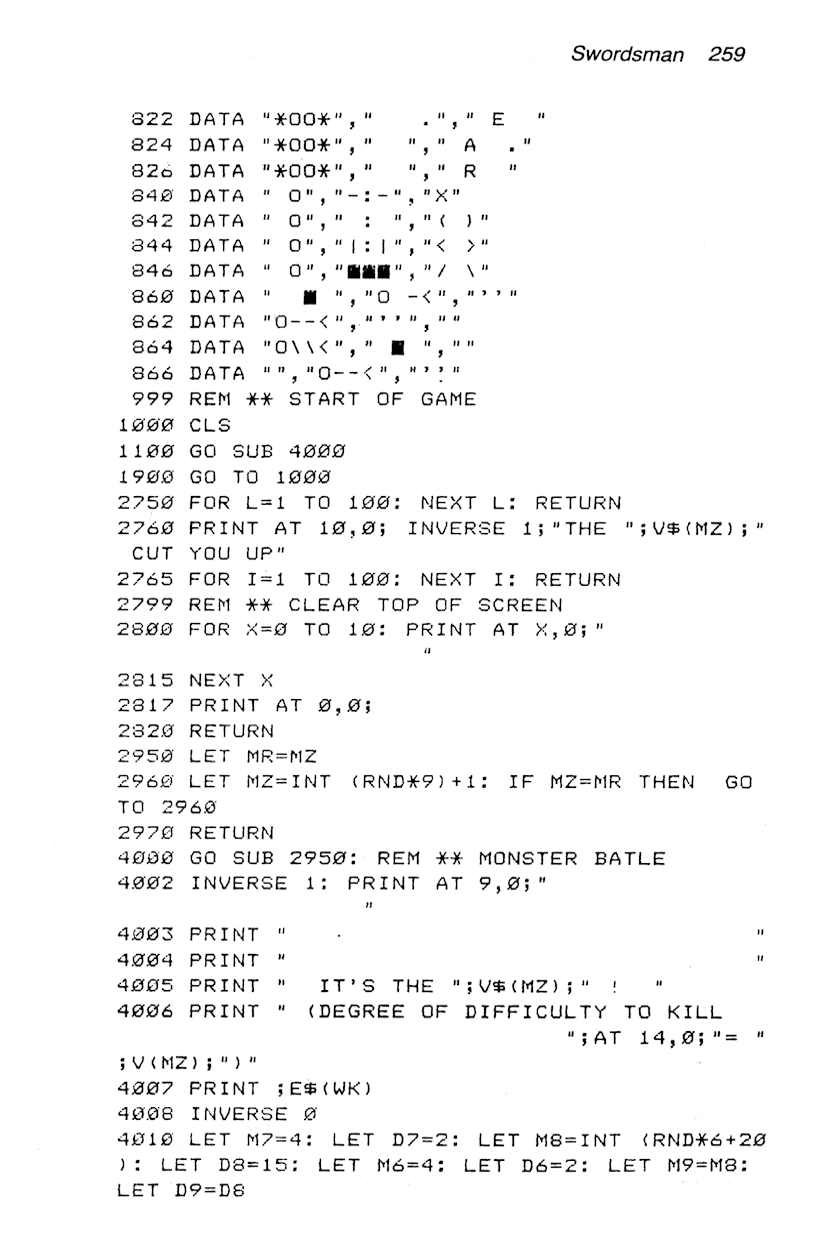 60 Programs For The Sinclair ZX Spectrum - Page 259