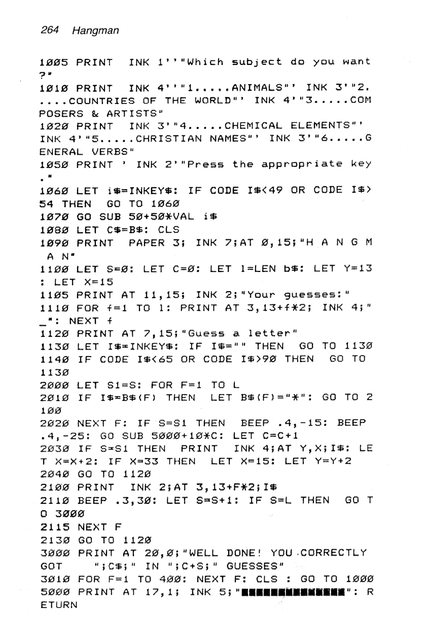 60 Programs For The Sinclair ZX Spectrum - Page 264