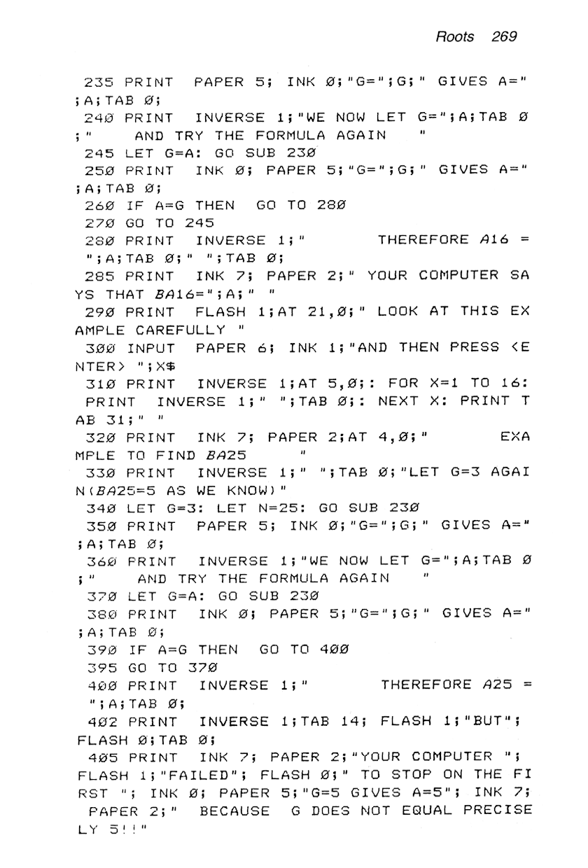 60 Programs For The Sinclair ZX Spectrum - Page 269