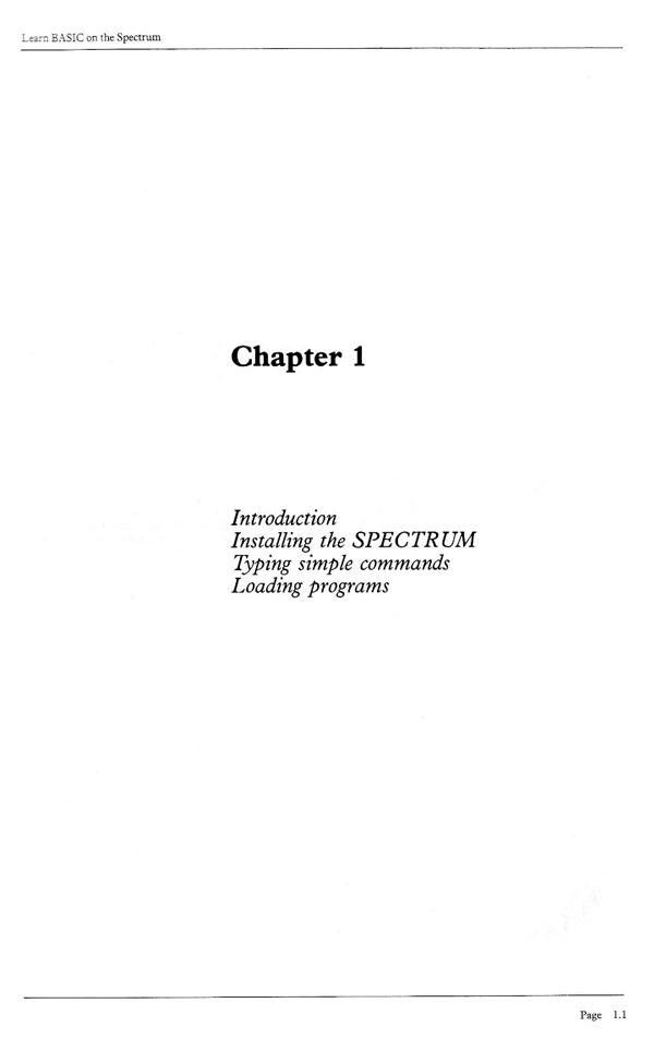 Learn BASIC on the Spectrum - Chapter 1.1