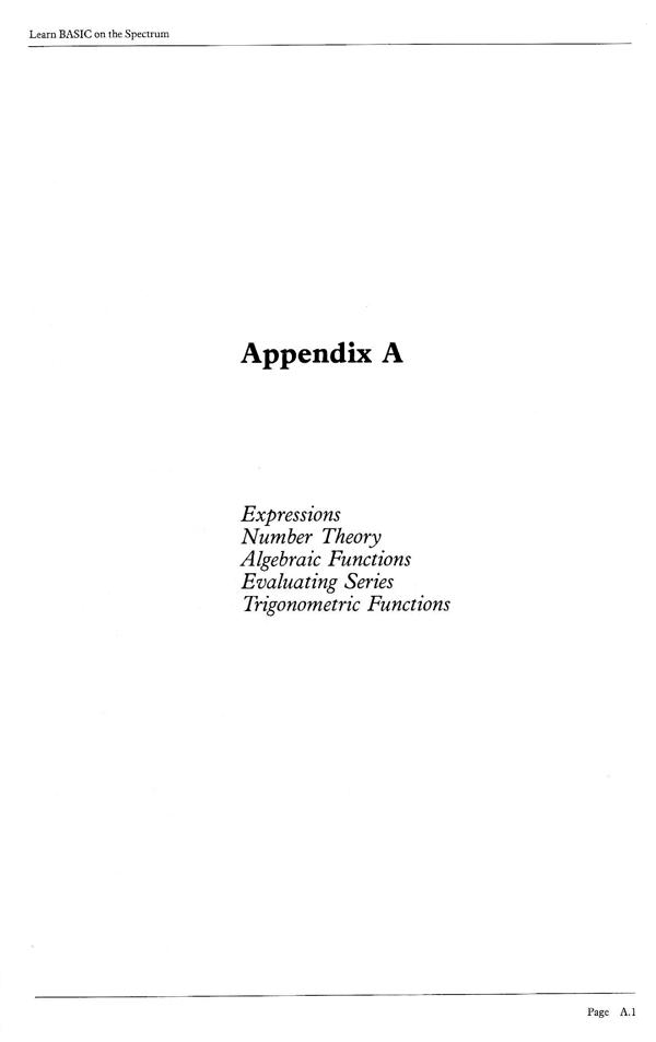 Learn BASIC on the Spectrum - Appendix A.1