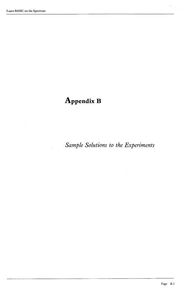 Learn BASIC on the Spectrum - Appendix B.1