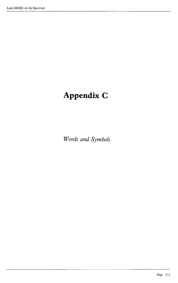 Learn BASIC on the Spectrum - Appendix C.1