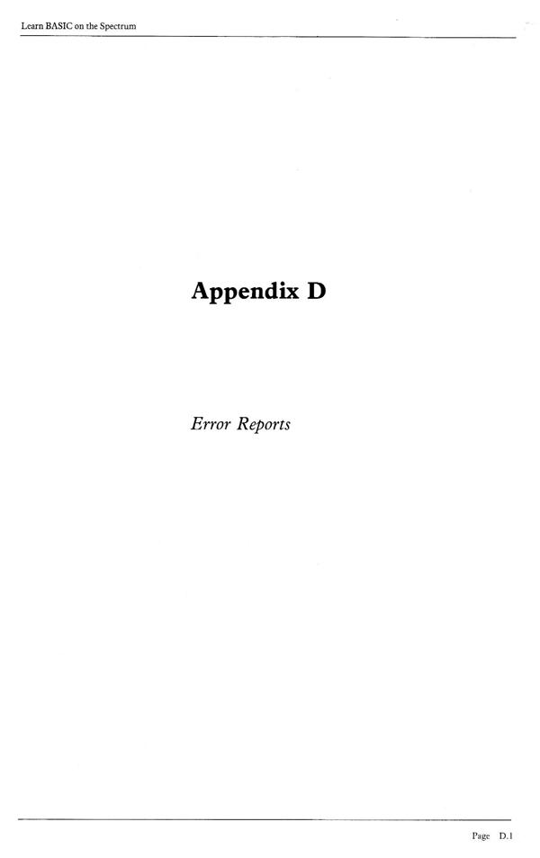 Learn BASIC on the Spectrum - Appendix D.1