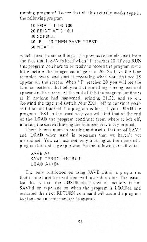 The Art of Programming the 16K ZX81 - Page 58