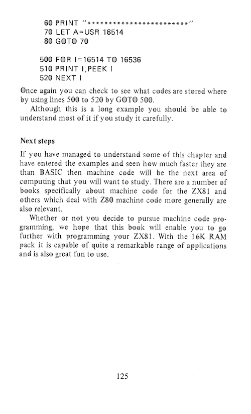 The Art of Programming the 16K ZX81 - Page 125